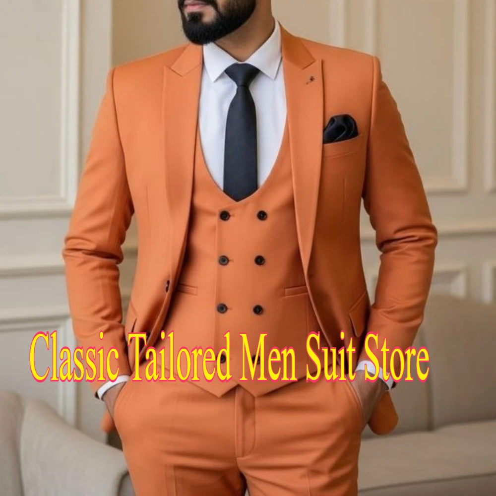

2025 Business Suit Men Tuxedos Groom Groomsman Prom Wedding Party Formal 3 Piece Set Jacket Vest Pants
