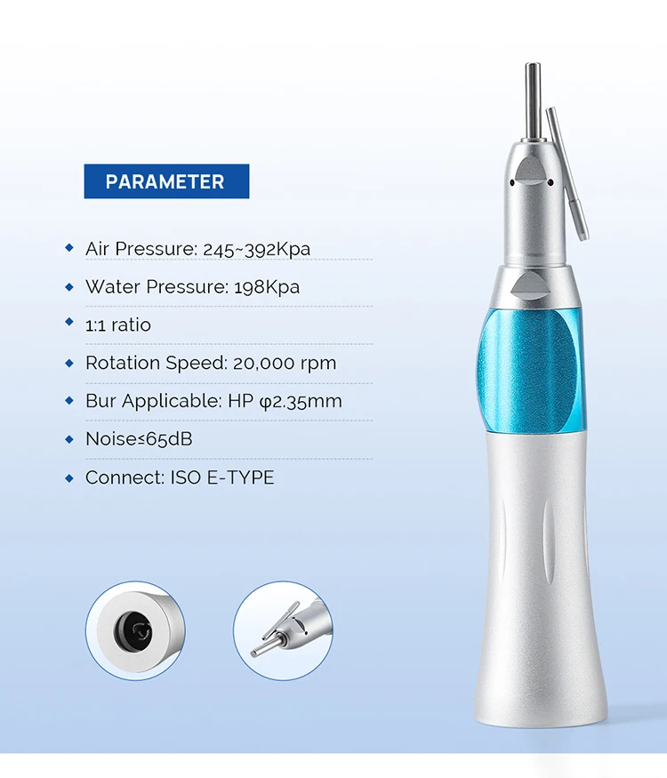 AZDENT Dental Chirurgisches gerades Handstück 1:1 Nasenkegel Handstück mit niedriger Geschwindigkeit und externem Rohr Zahnmedizin Kliniken Laborwerkzeug – Detail 8