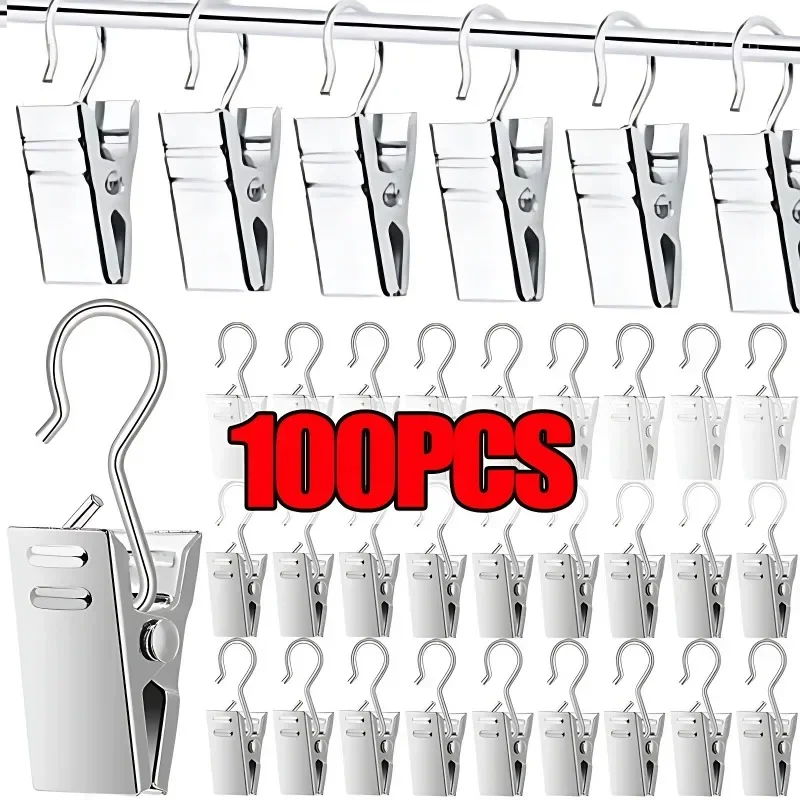 10-100Pcs Mini Metal Hook Clips Multifunctional Household Curtain String Lights Clips Sturdy Enduring Window Curtain Accessories