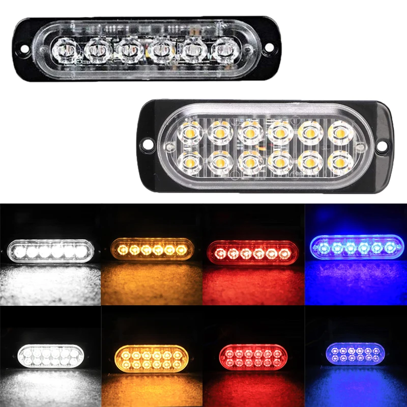 

6/12LED Strobe Warning Light Cheap Strobe Grille Flashing Lightbar Truck Car Beacon Lamp Amber Traffic Light 12V 24V Car Lights