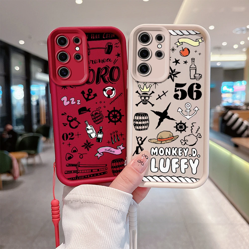 Anime Ones Pieces Phone Case for Huawei P20 P30 P40 P50 Mate 20 30 40 Pro Nova 7 9 10 SE Soft TPU Back Cover With Hand Strap