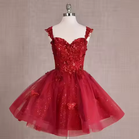 New multicolor sequined over knee lady girl prom evening party graduation dress