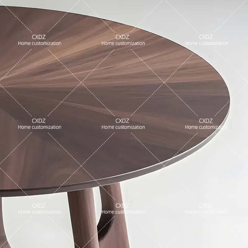 New Chinese solid wood coffee table household round dining table black walnut retro round dining table