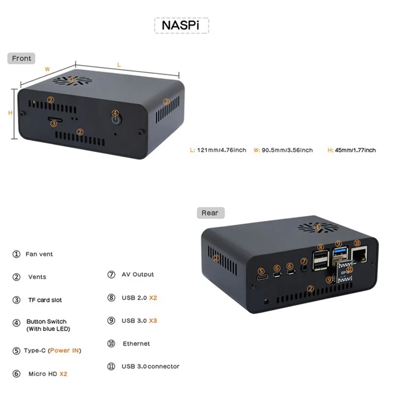

Комплект B47C Naspi + металлический корпус + плата расширения X823 + плата X-C1 + вентилятор ШИМ для Raspberry Pie SATA HDD/SSD сервер хранения NAS