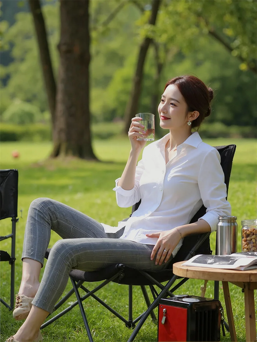 

Однотонные тонкие рубашки OL, блузки Kpop, рабочие топы для женщин, зимние путешествия, глубокий модал, прозрачный оверсайз с воротником, пуговицами