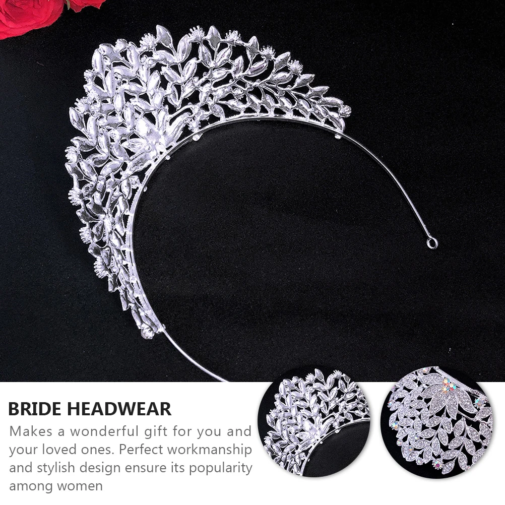 

Baroque Crown Crystal Headdress Bridal Headwear Rhinestone Hair Accessories Elegant Wedding Tiara Retro Bride Style
