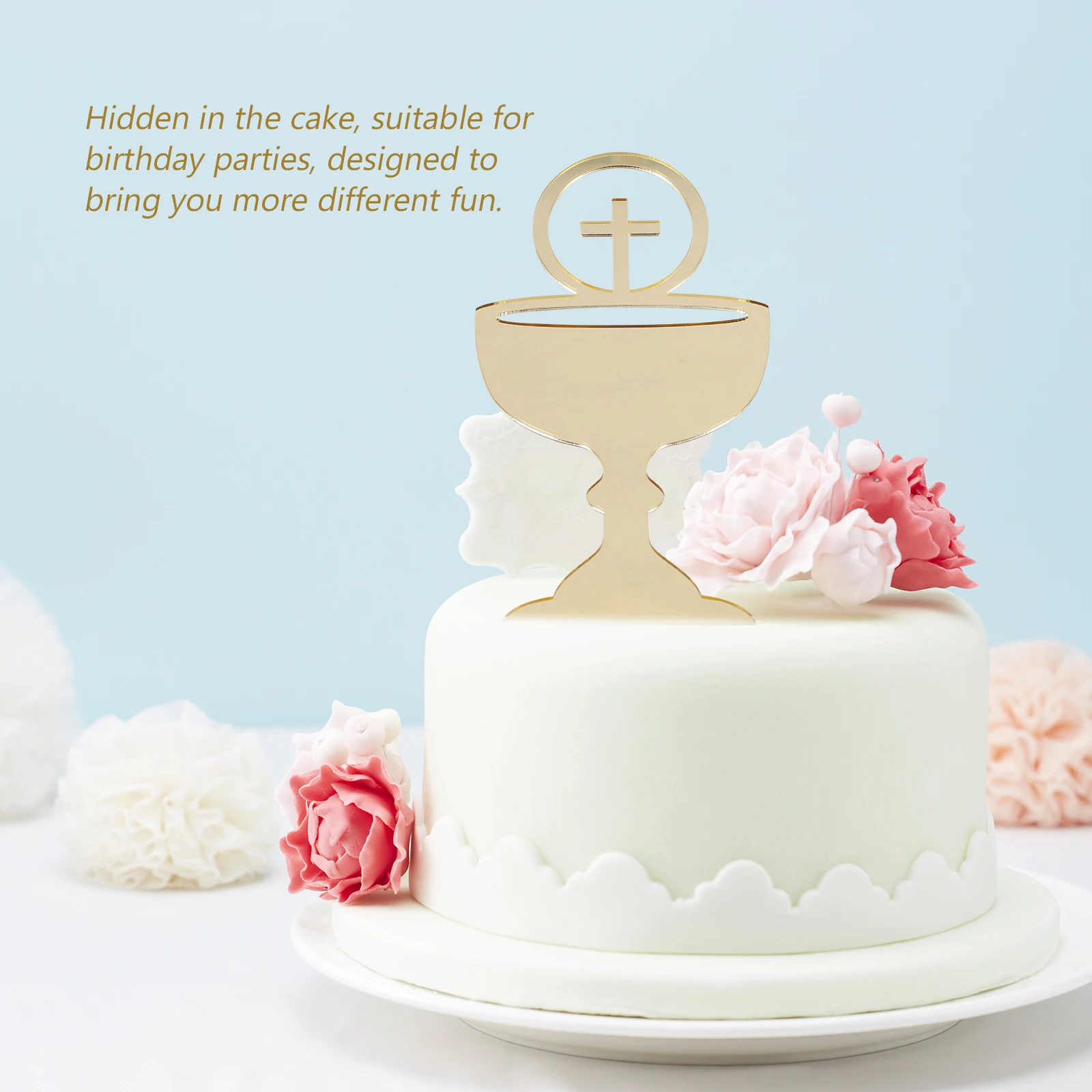 

4pcs Cake Insert Decorations for Child Dedication Baptismal Party Acrylic Toppers Birthday Communion Cross Dessert Decor