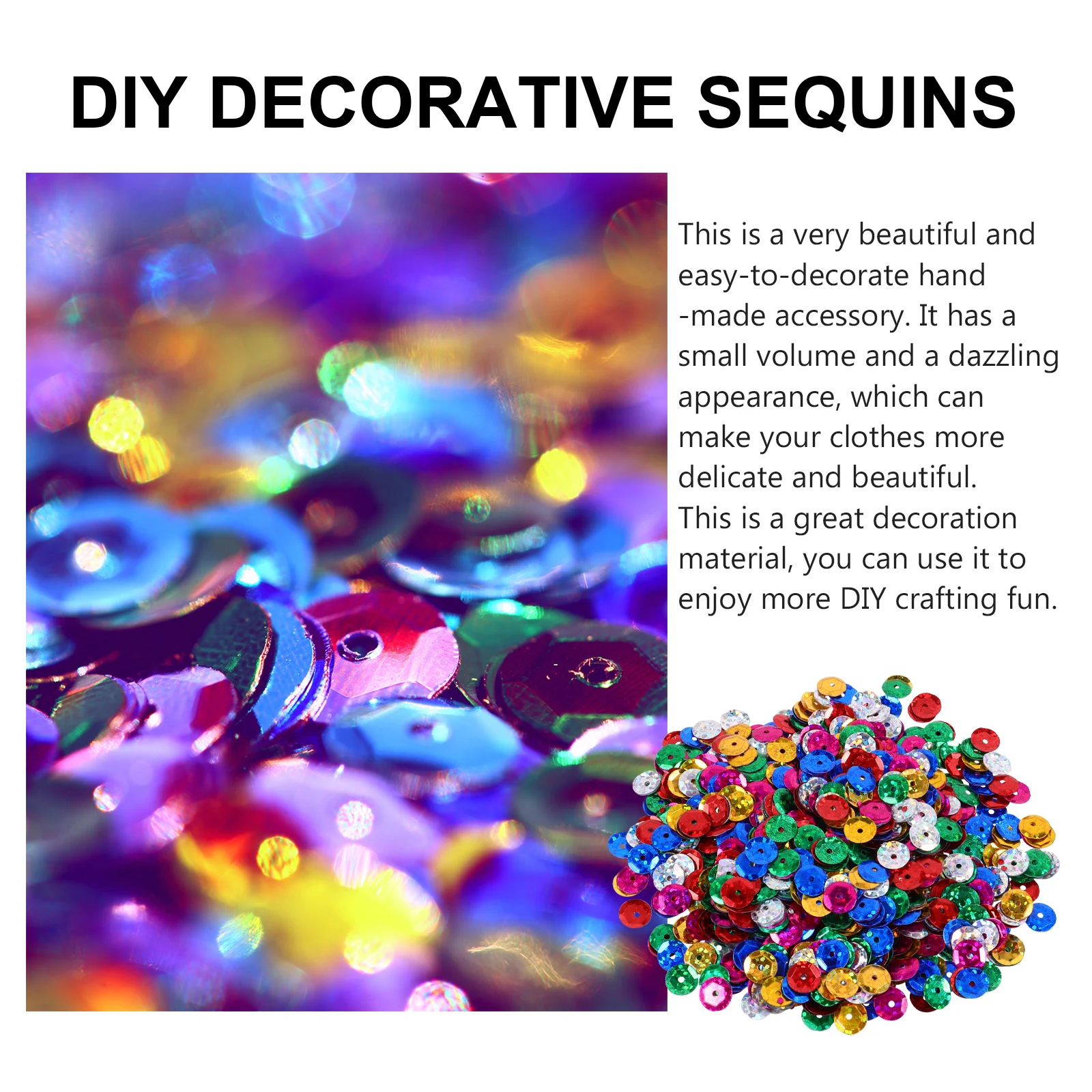 

Iridescent Sequin Rhinestones DIY Decorative Craft Clothing Jewelry Plastic Glitter Reflective Durable Bright Colorful