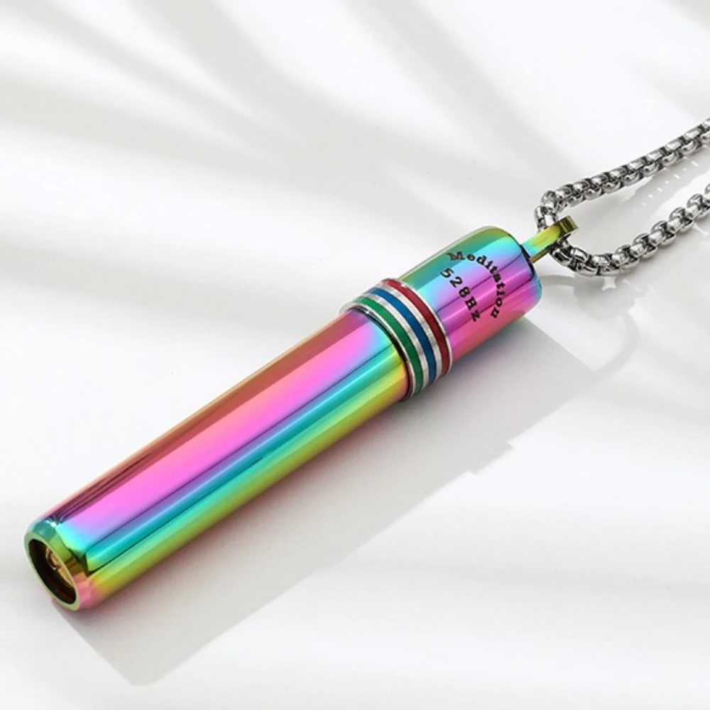 New Fashionable Stainless Steel Meditation Whistle Breathing Necklace Relieves Anxiety and Helps Quit Smoking Pendants Jewelry