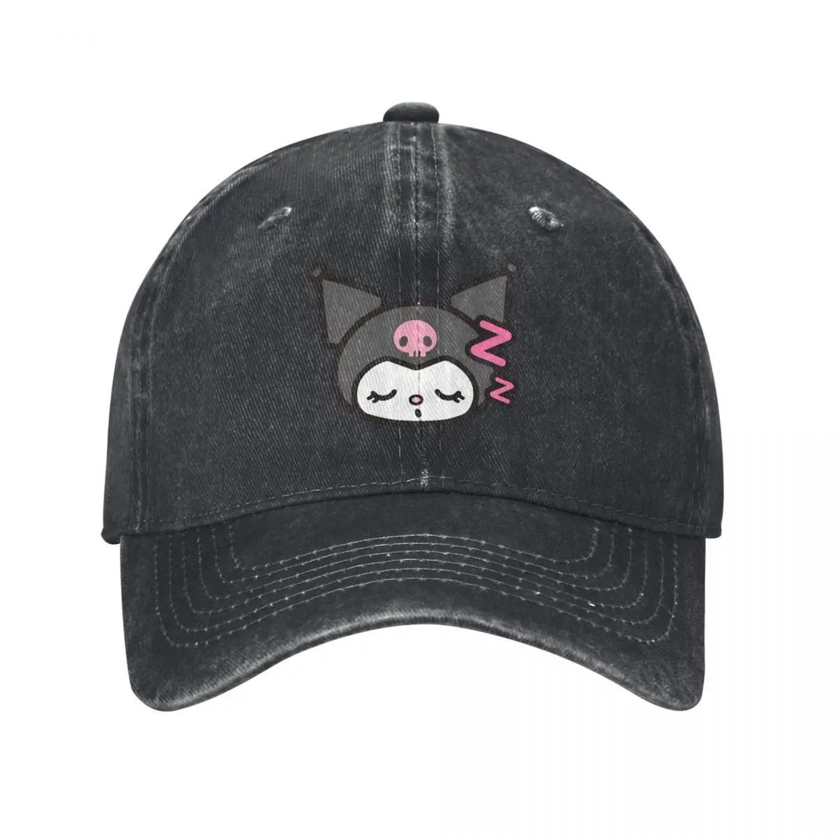 Sleepy Kuromi Sleeping Cute Cartoon Baseball Cap Unisex Distressed Cotton Snapback Cap Japan Kawaii Anime Outdoor Workouts Hats