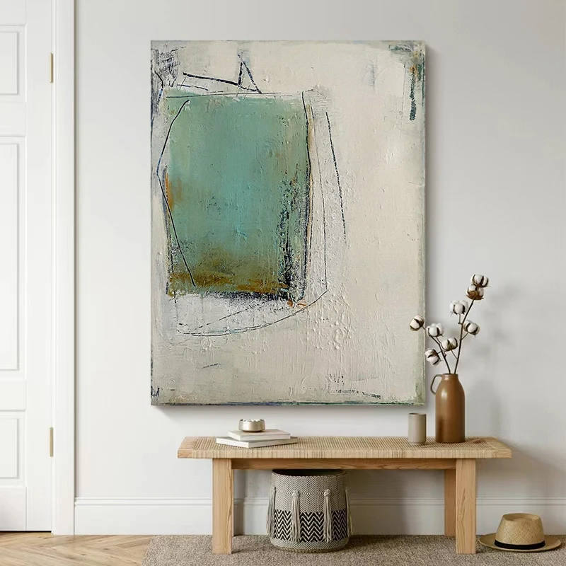 Hand Painted Acrylic Abstract Painting On Canvas Art Spring Minimalist Art Texture Large Wall Art Wabi-Sabi Nordic Room Decor