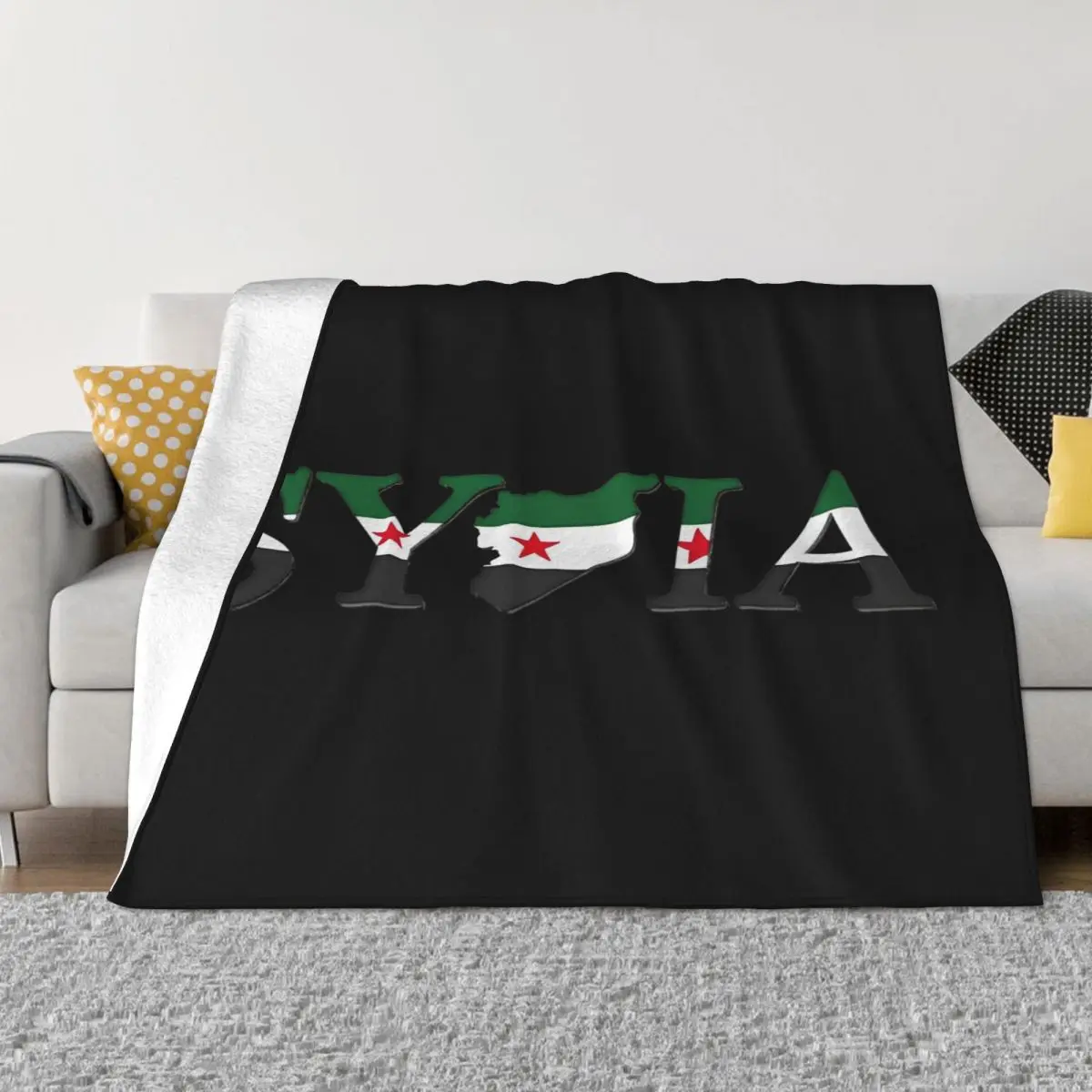 Syria Flag Blankets Syrian Arab Republic Flannel Vintage Breathable Throw Blankets for Bed Sofa Summer