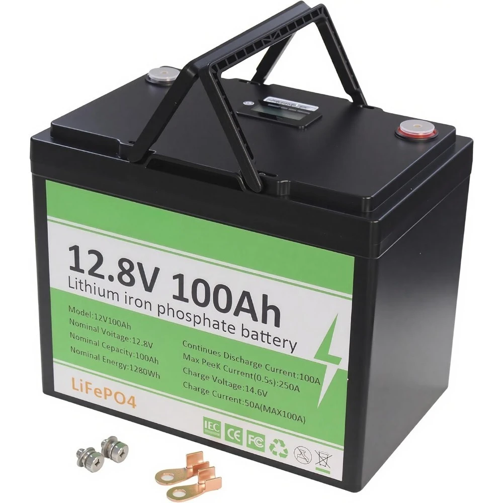 

12V 100Ah LiFePO4 Lithium Battery, Grade-A Cells, Group 24, Built-in 100A BMS, M8 Terminal, Perfect for Home Energy