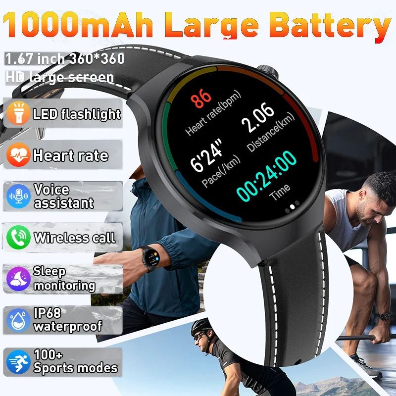 Reloj Inteligente LIGE 2026 Nuevo Militar con Batería de 1000mAh para Hombre, Monitoreo de Salud, Llamadas Bluetooth, Linterna, Deportivo, Fitness