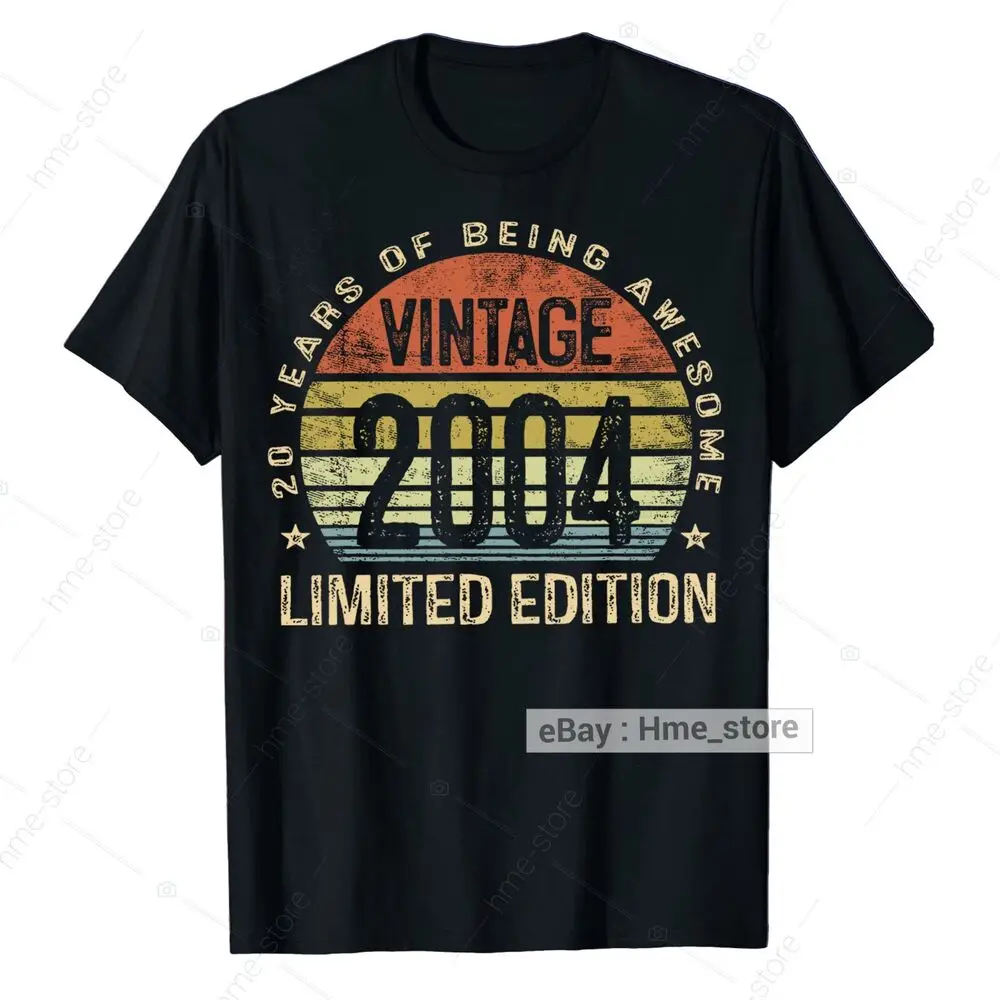 Vintage 2004 Birthday 20 Years Old Of Being Awesome T-Shirt 20th Bday Tee Gifts Anime Graphic T-shirts