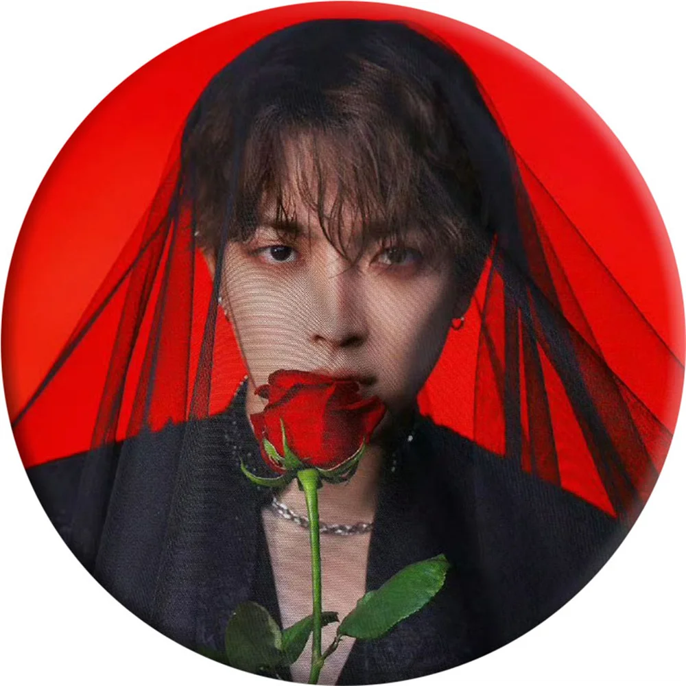 ATEEZ Brooch 58MM Round Tinplate Badge Character Printing Metal Brooch Bag Hat Clothes Accessories Pins Decorations Gift
