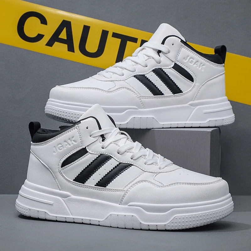 

Fall Men's Shoes, New High-top White Sneakers, Trendy and Versatile Thick-soled Sports Shoes, Casual Sneakers