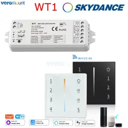 Tuya LED Dimmer WT1 12 24V DC Smart Wifi 2.4G RF Dimmer remoto wireless Montaggio a parete Pannello touch in vetro Controller T11-1 T12-1