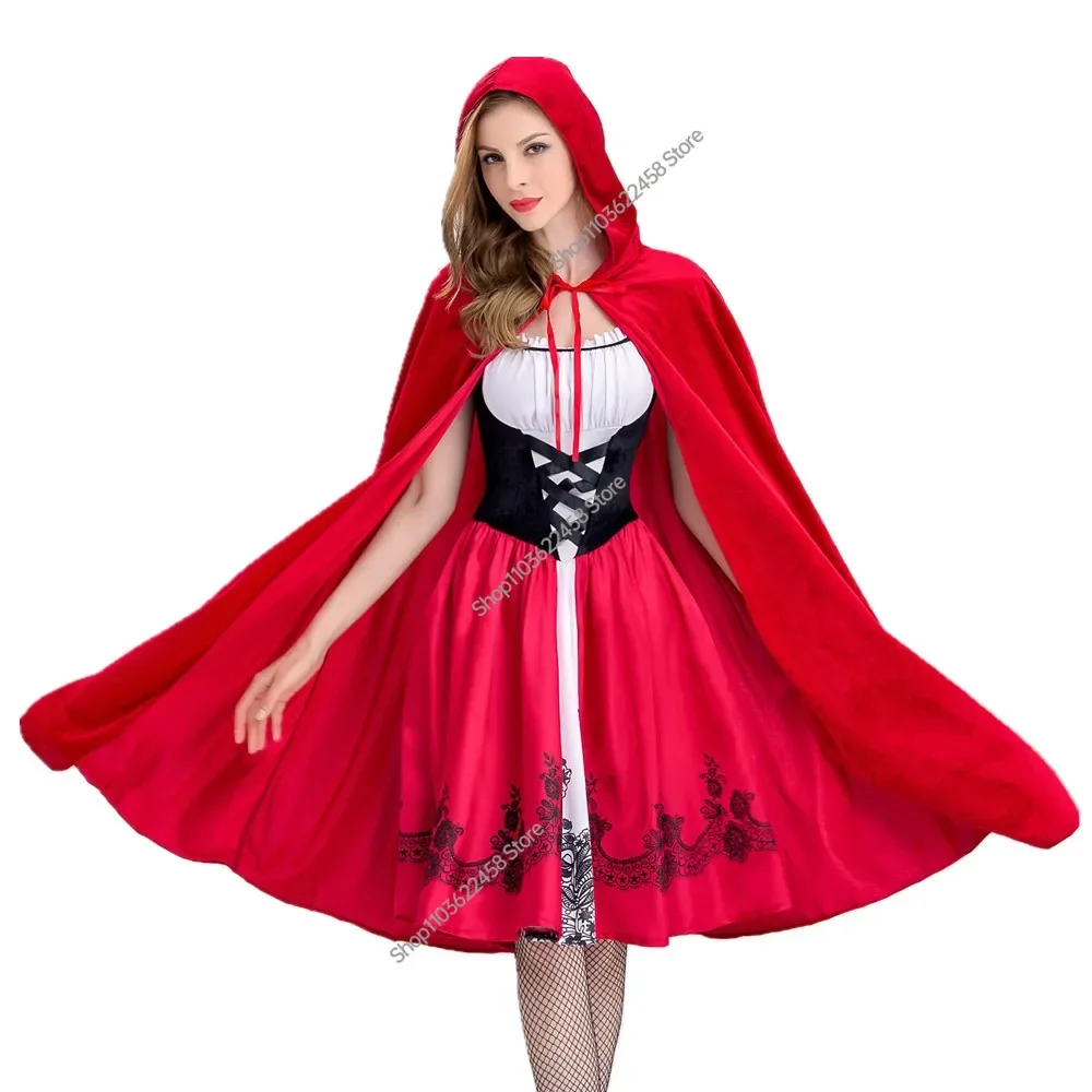 Little Red Riding Hood Modern Version of Stage Performance Clothing Shawl Adult Girls Personality Cosplay Game Uniform Cape Set