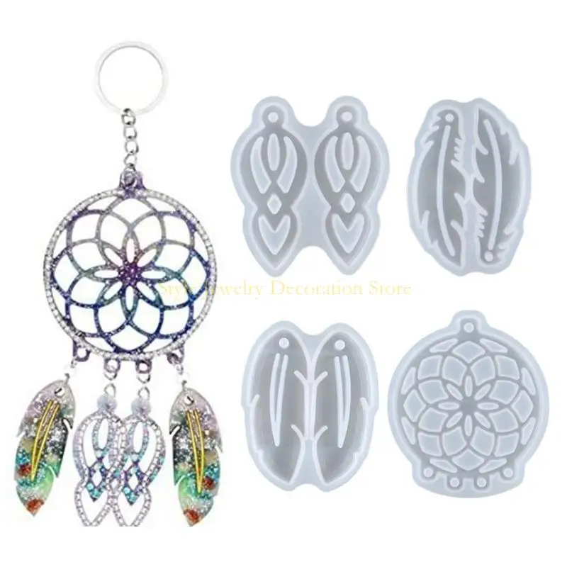 

D46E Dream Catcher плесень DIY Эпоксидная смола Силиконовая плесень подвесные серьги для брелок