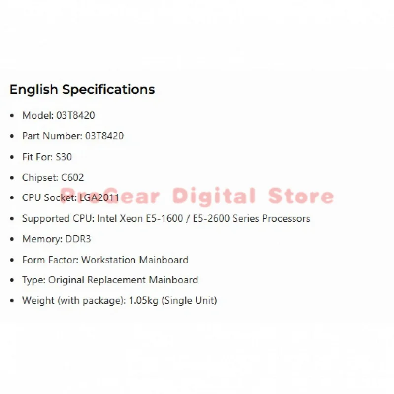 

03T8420 For Lenovo ThinkStation S30 Motherboard C602 LGA2011 DDR3 Workstation Mainboard