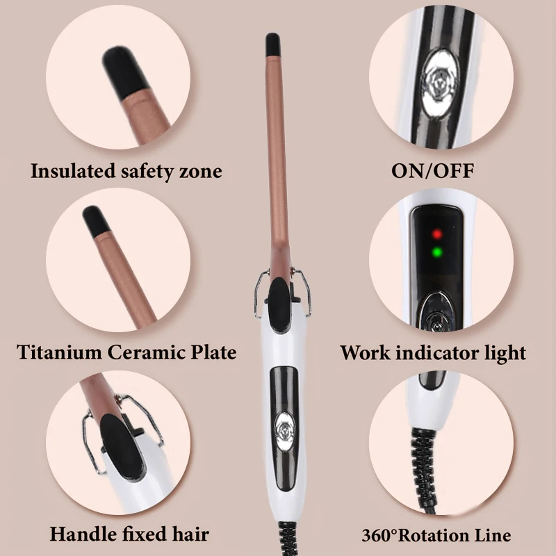 

European standard ceramic perm iron mini 0.35 inch hair salon hot perm tool curling iron, curl control, fast heating, two-speed