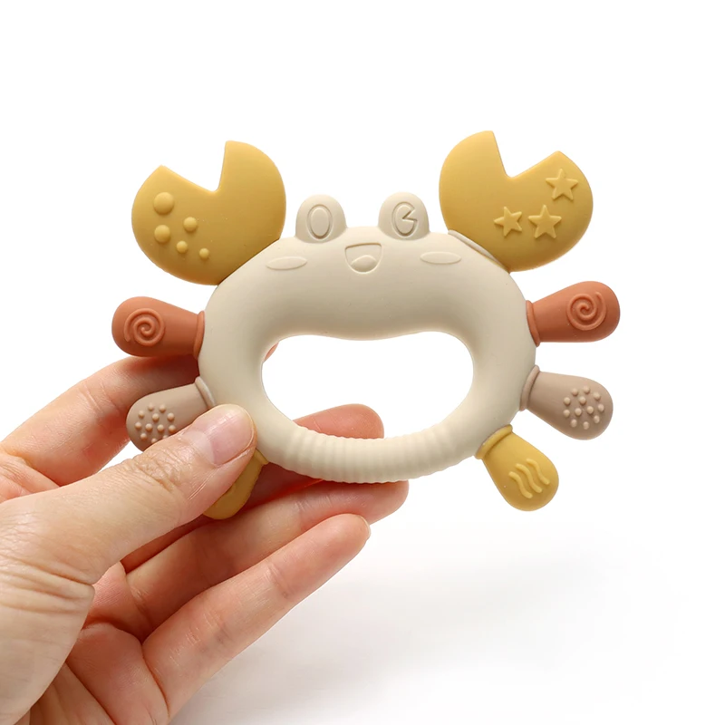 Crab-Shaped Baby Teether  Food-Grade Silicone Teething Toy  BPA-Free Chillable Infant Teether for Sore Gums 0-24 Months