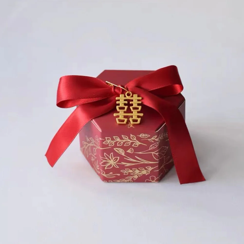 

100Pcs Chinese Style Xi Character Decor Candy Bag Hanging Decor Wedding Accessory Candy Box Pendant Xi Character Pendant