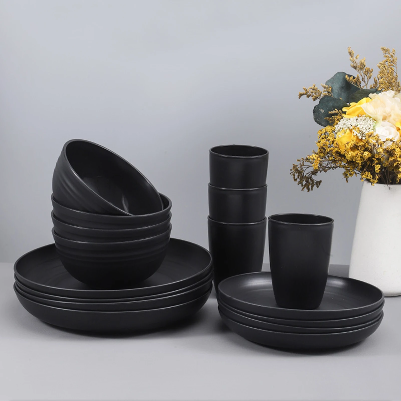 32 piece set of tableware, dishes, and plates for household use, including soup bowls, water cups, and plates, as well as gift