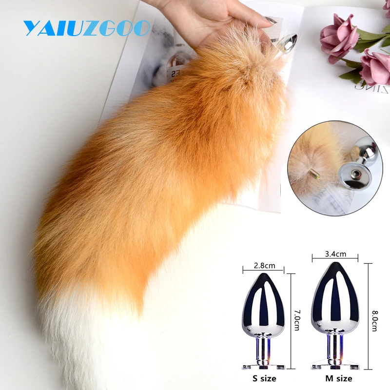 Separable Anal Plug Fox Tail Woman Cosplay Play Toy Natural Long Fox Tail Butt Plug Anal Sex Toys for Adult Products Couples