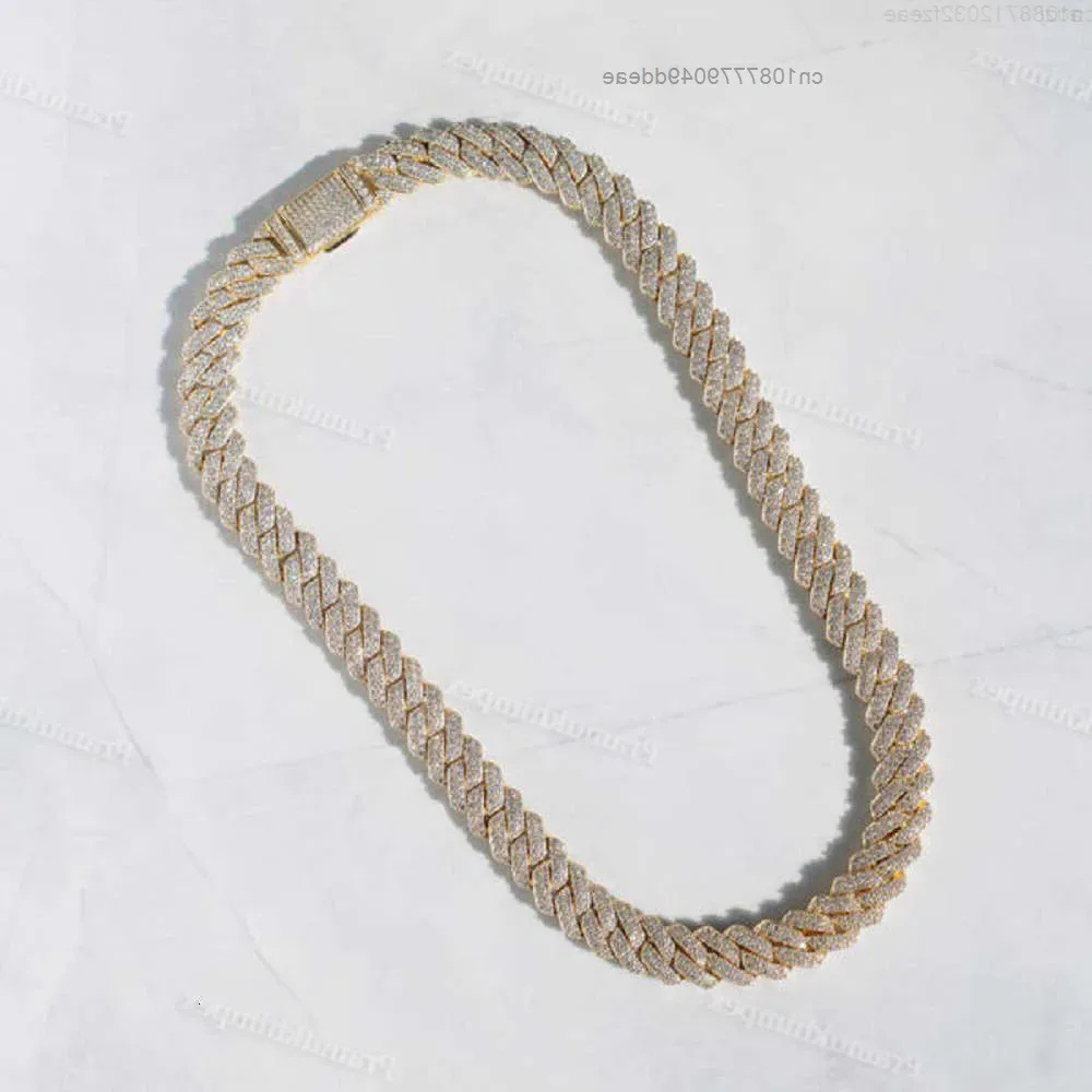 

Manufacture Price Luxury 2 Rows Moissanite Cuban Link Chain 18k Solid Gold Diamond Necklace for Men's Hip Hop Custom Jewelry
