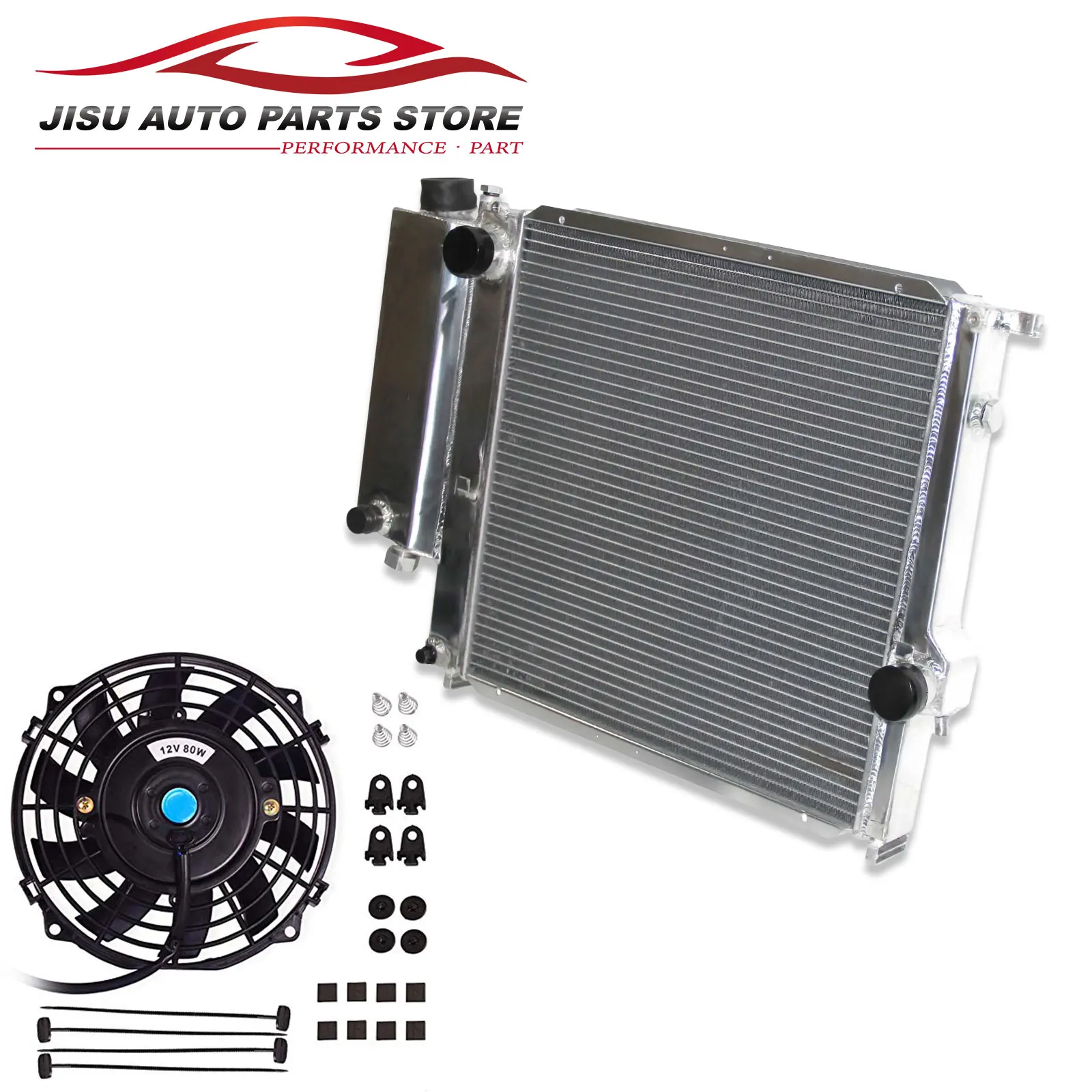 3-ROW Aluminum Radiator + Fan for 1991-2000 BMW 318i 318is 318ti Z3 MT 1992 93 94 95 96 97 98 1999