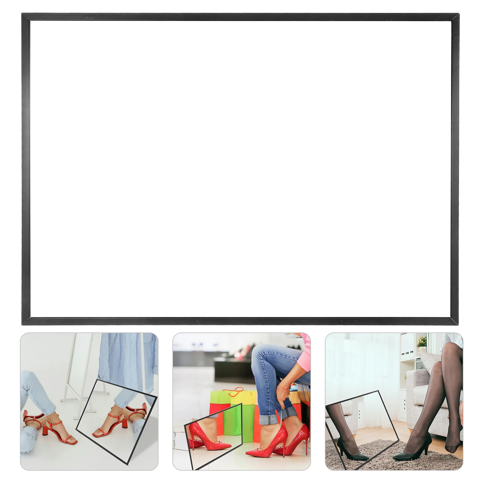 

Shoes Store Floor Mirror Small High Definition Freestanding Aluminum Alloy Frame Dressing Mirror for Trying on Shoes and Makeup