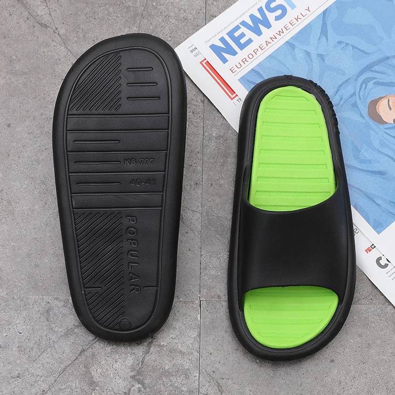 Popular Color Blocked Thick Sole Wear-resistant Comfortable Casual Simple Classic Solid Color Anti Slip Men's One-piece Slippers