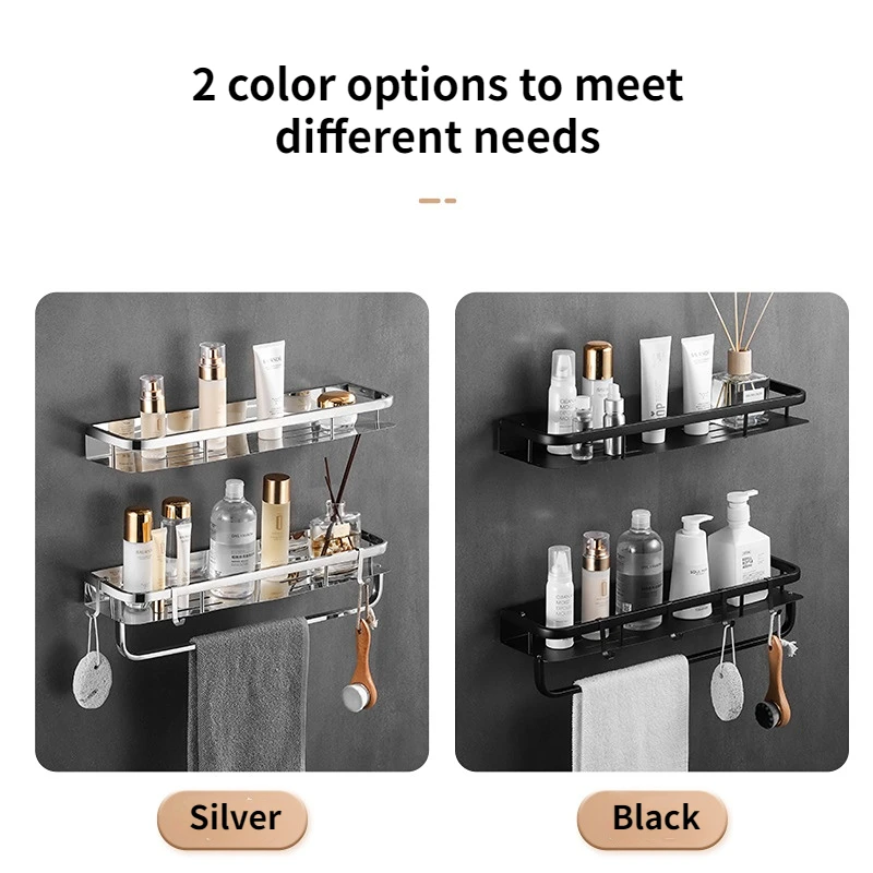 Bathroom Shelf Organizer Shelves Kitchen Storage Rack Stainless Steel Wall Mounted Without Drilling For Shower Room Toilet Home