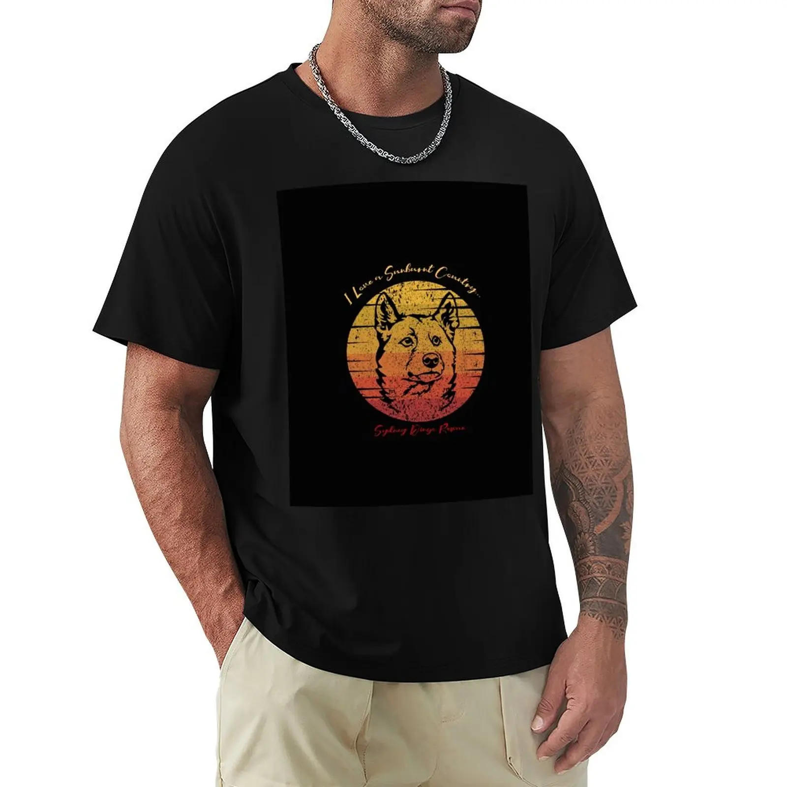 I love a sunburnt country - Dingo Sunset 2 T-Shirt Functional Casual Short Sleeve Tee