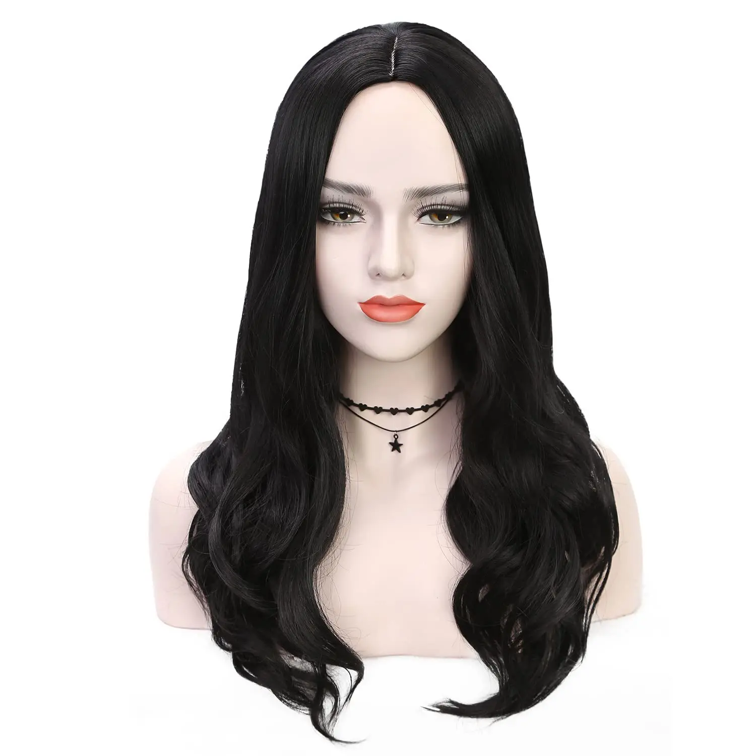 

Long Wavy Synthetic Wig Middle Part for Women Natural Cosplay Party Hairwigs Heat Resistant Fiber Full Head Hair Extension