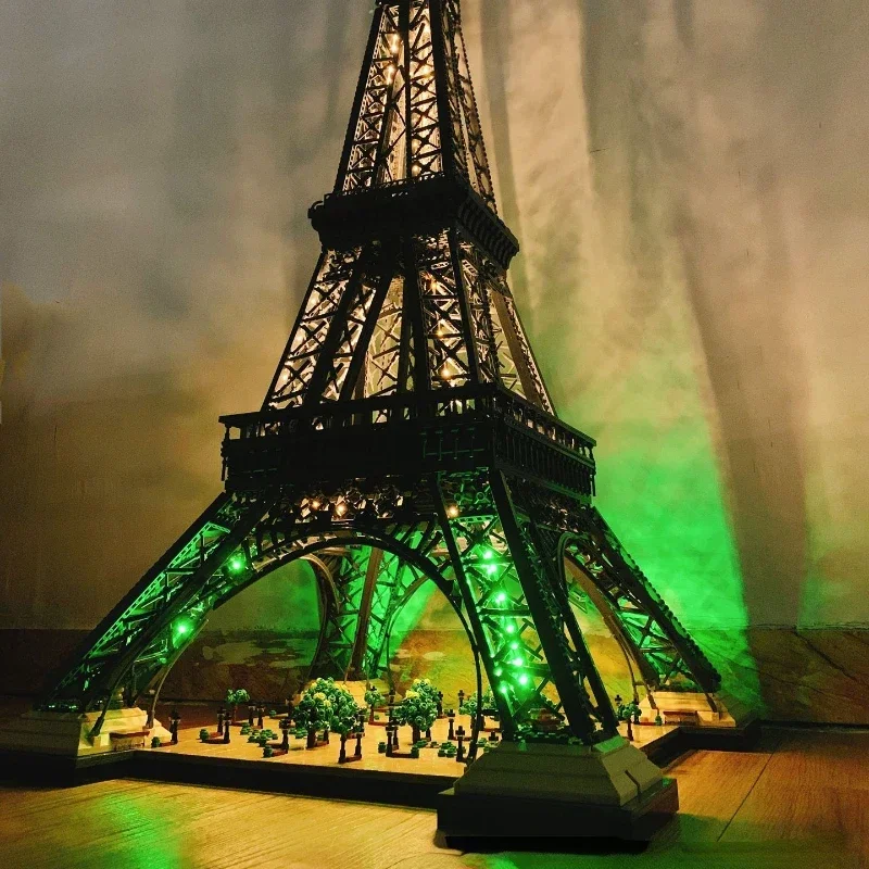 Blocos de Construção Conjunto com Kit de Luz LED, Arquitetura mundialmente famosa, Torre Eiffel, Paris, Brinquedos DIY, não incluídos, 10307