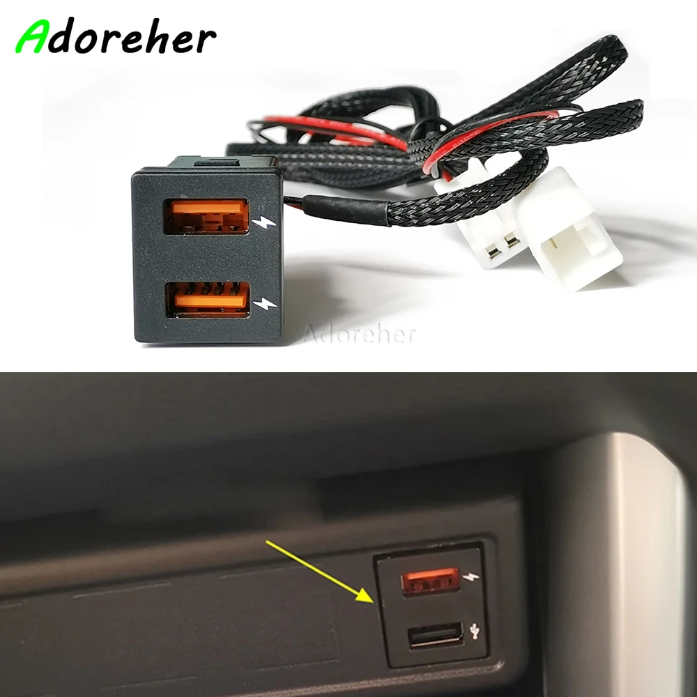 Retrofit Dual Car Charger USB QC3.0 Fast Charging USB Charger Socket For Toyota RAV4 2021 Urban Edition Frontlander