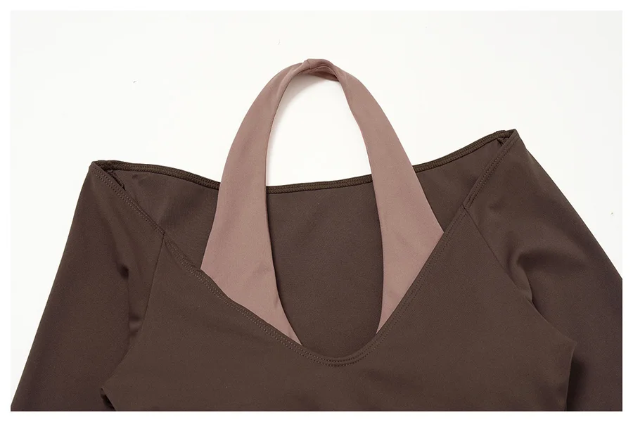 Yoga-Set 2-teilig, Fitnessbekleidung, Trainingsanzug, Lauf-Sportbekleidung, Outfit, hochtailliert, weites Bein, langärmeliges Crop-Top – Detail 29