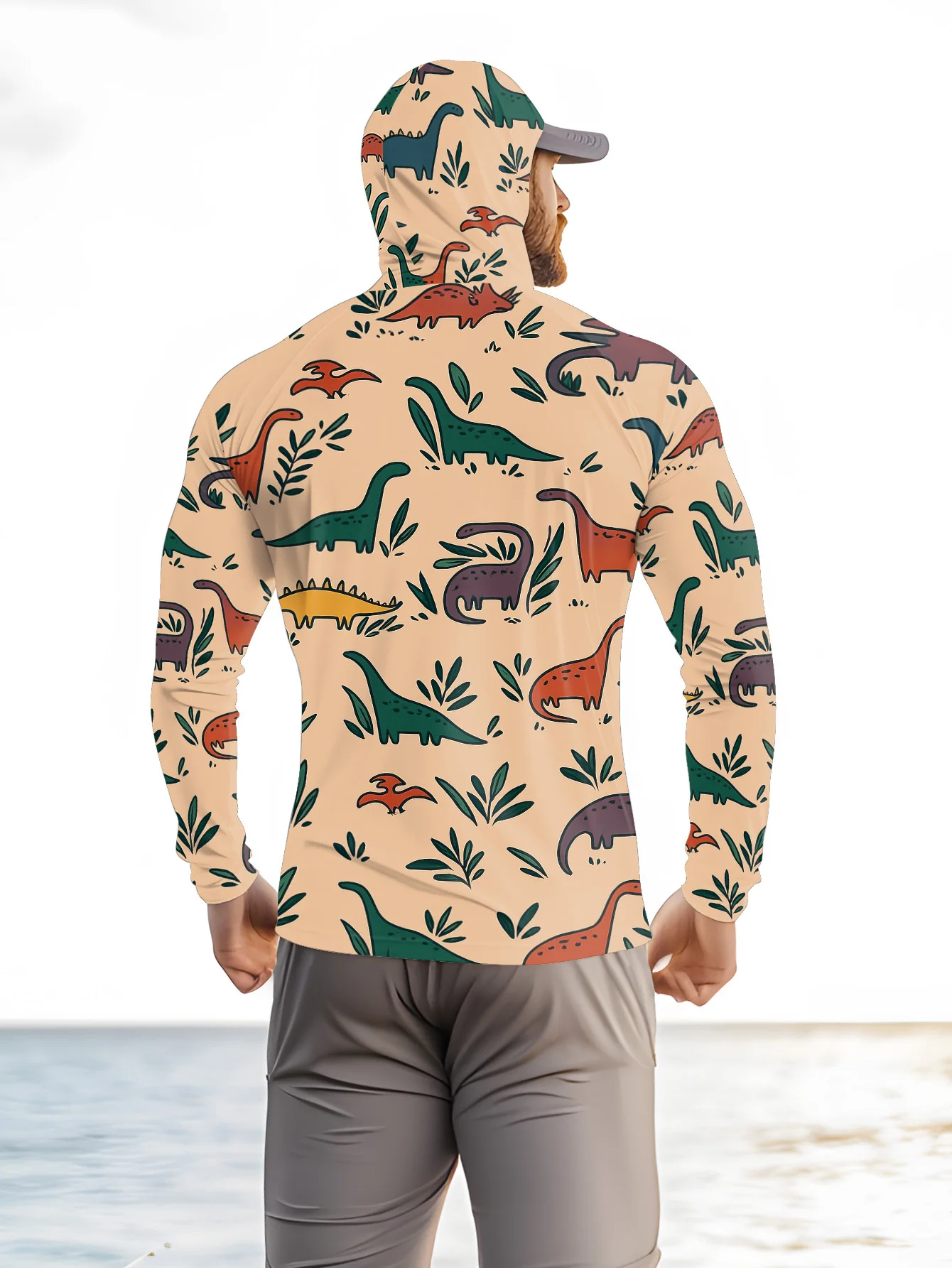Fishing hooded sweatshirt for men long-sleeved sun protection shirt hunting sport shirt sun protection fishing beach top view 3