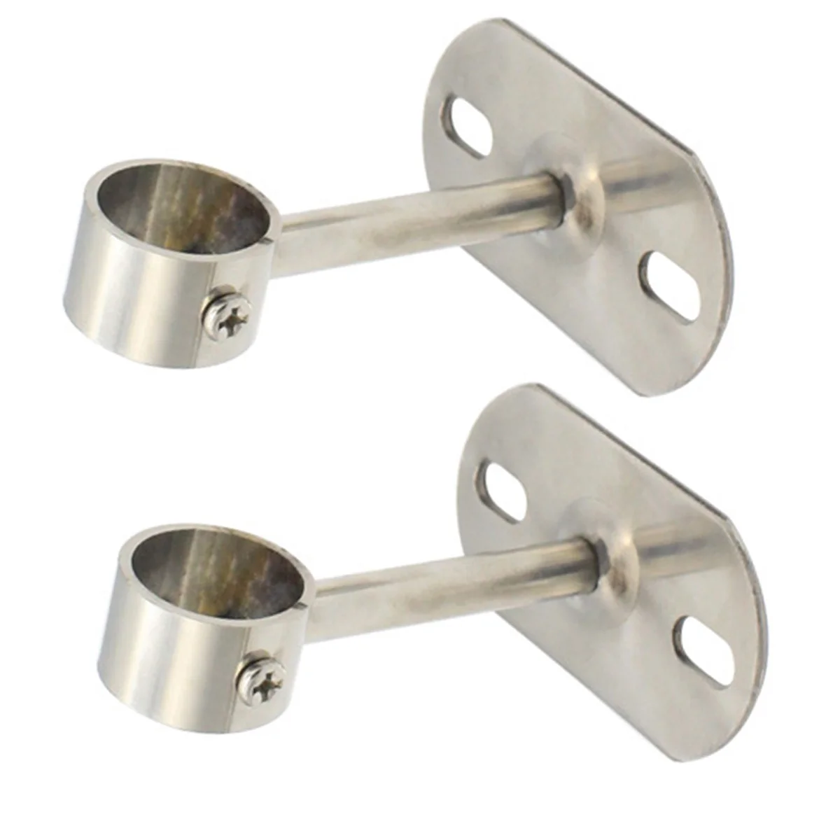 

2Pcs Strong Stainless Steel Curtain Rod Supports for Balcony Closet Shower Wall Mount Closet Rod Support Shower Rods Holder