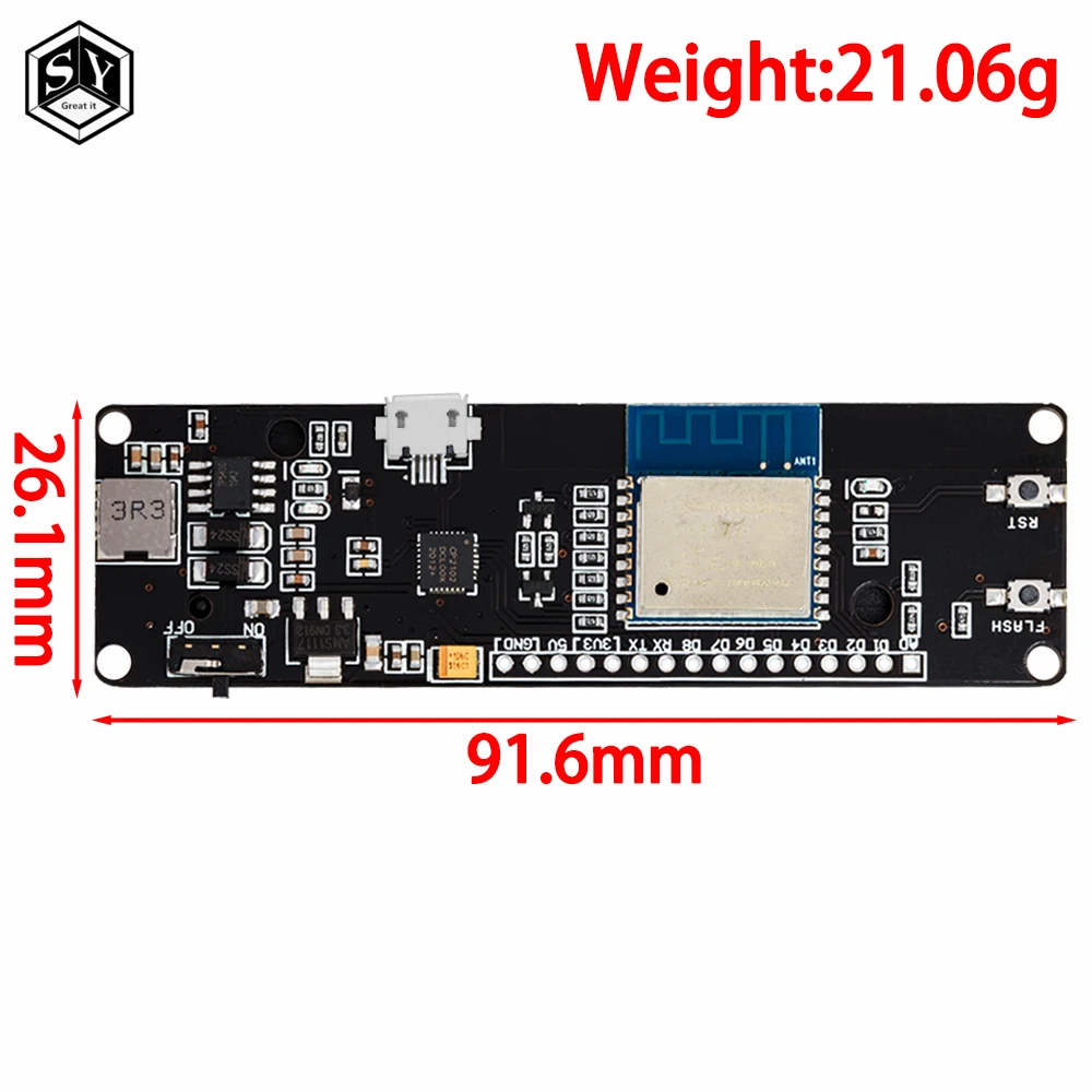 لوحدة WeMos D1 ESP-Wr-02 ESP8266 Nodemcu WiFi مع شحن بطارية 18650