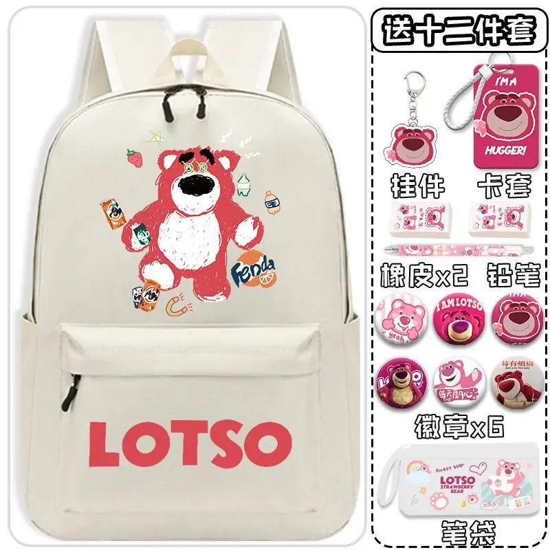 Sanrio New Strawberry Bear Cartoon Schoolbag Student Męski i damski lekki plecak dziecięcy o dużej pojemności