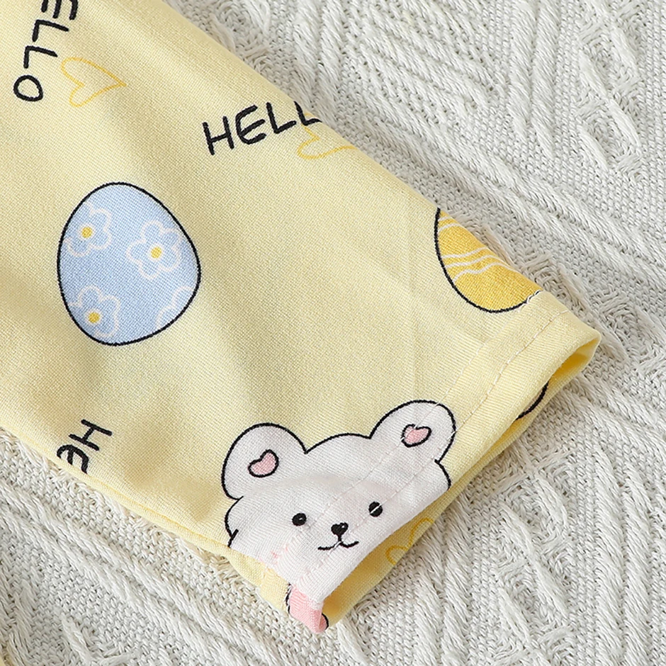 2-teiliges Four Seasons Kinder-Set mit Vollprint-Motiv für Mädchen, süße langärmelige Hose, Schlafanzug, bequemes Rundhals-T-Shirt – Detail 15