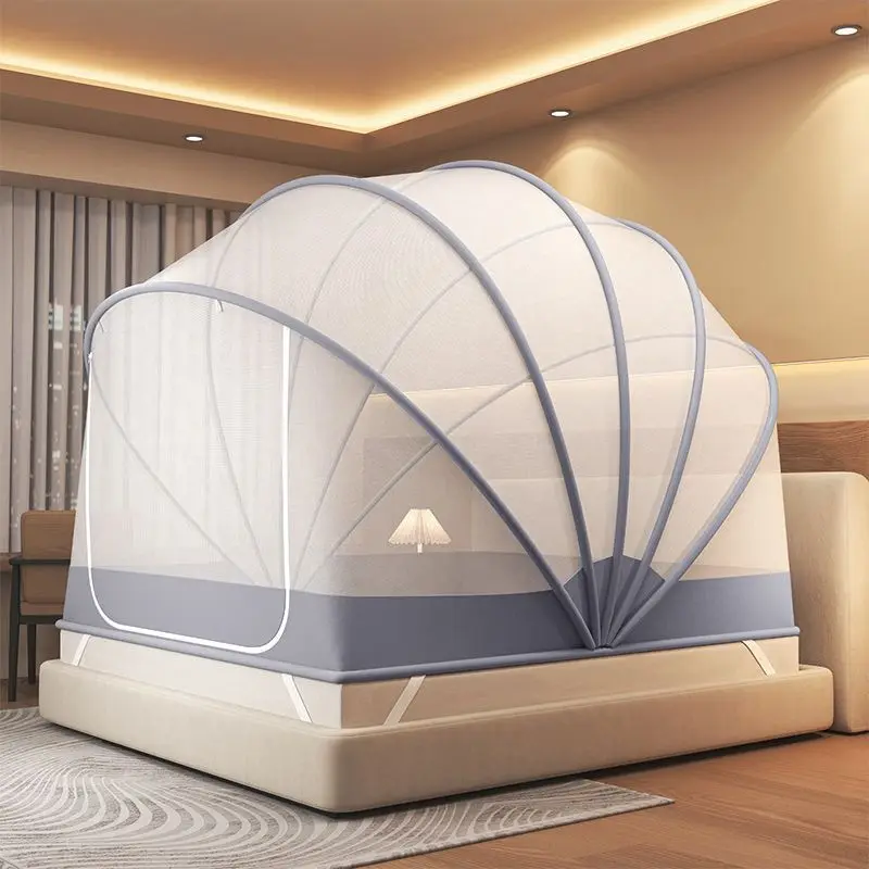 Summer Fold Mosquito Net Free Installation Mongolian Yurt Anti-fall Anti-mosquito Bed Tent Full Coverage Bed Canopy Home Decor