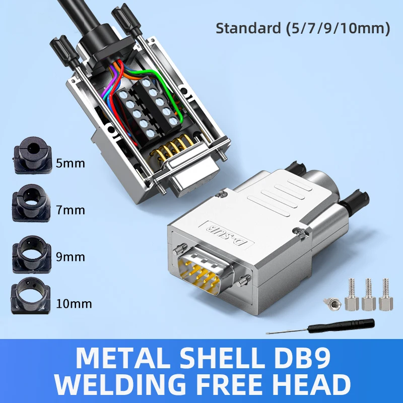 Industrial DB9 Solderless Plug 9 Pin D-SUB RS232/485 Serial Port Head Male Female db9 Welding-free Joint COM Port 232 Connector