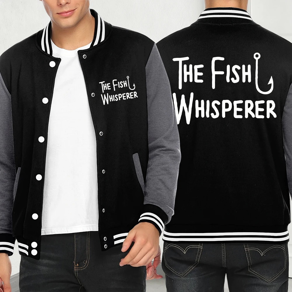 

The Fish Whisperer Funny Print Men Jacket Vintage Loose Streetwear Hip Hop Pocket Clothes Autumn Fashion Jackets Casual Coat