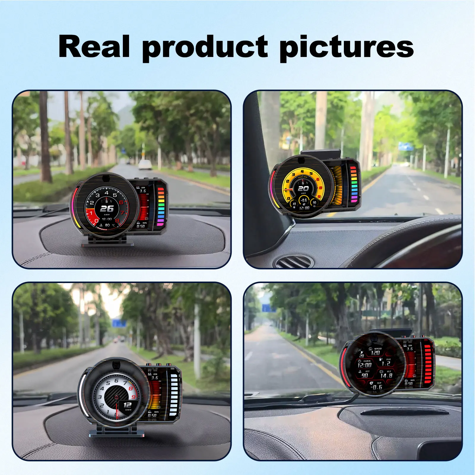 Car Heads-up Display Heads-up Display Heads-Up Display for Cars Digital GPS Speedometer with LCD Screen 360° Rotating Bracket