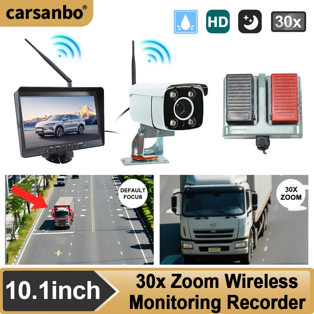 Carsanbo 30X Optical Zoom Camera 2.4G Wireless 500m Transmission With 10.1 Inch Display Monitor Car Surveillance Camera System